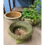 Three assorted garden plant pots