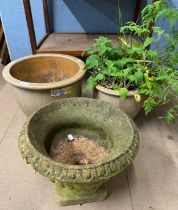Three assorted garden plant pots
