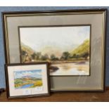 Tom Smith, two landscapes, watercolour, framed