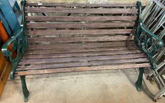 A cast alloy ended garden bench