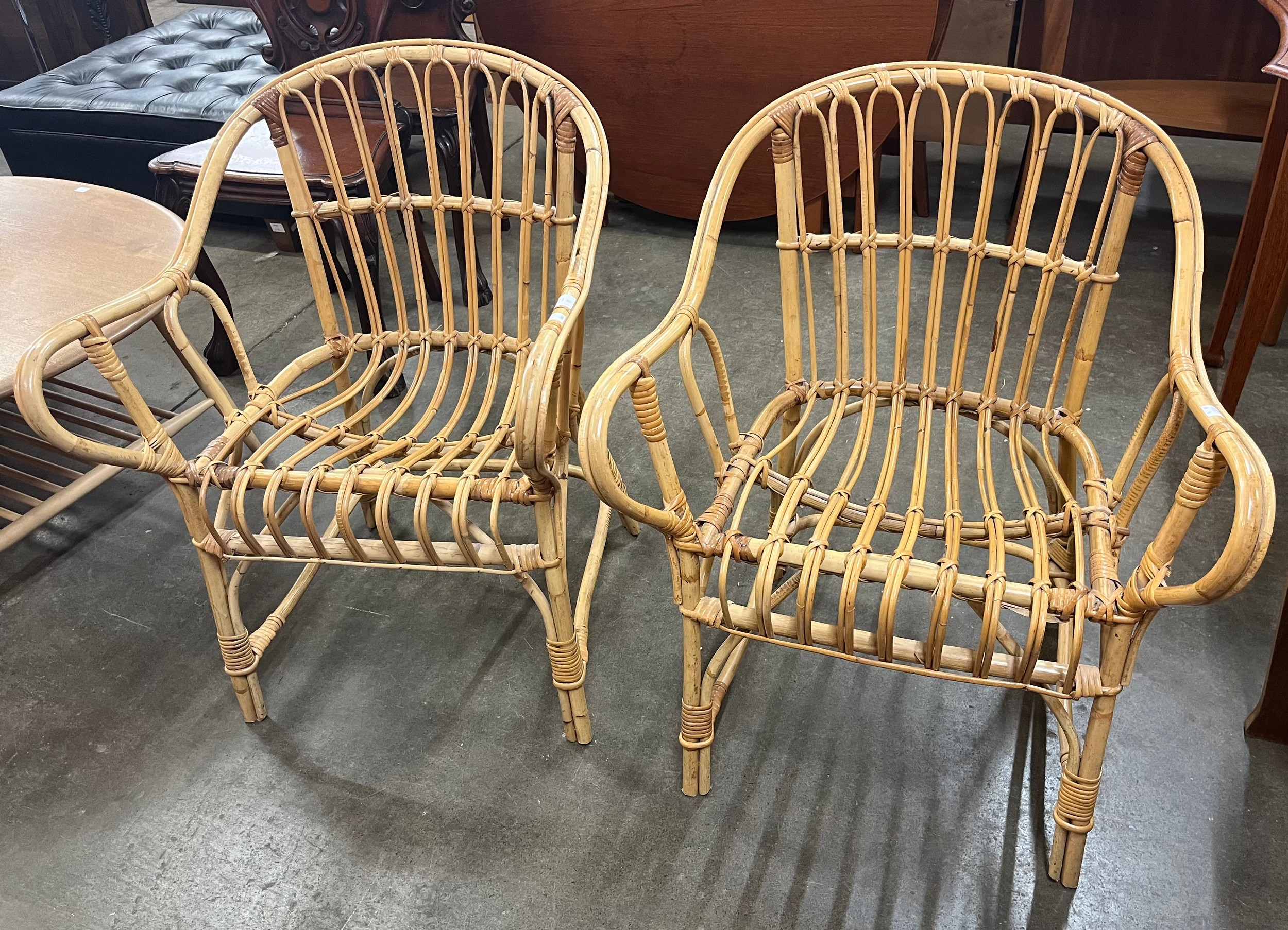 A pair of Italian bamboo chairs