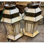 A pair of Tiffany style glass light shades