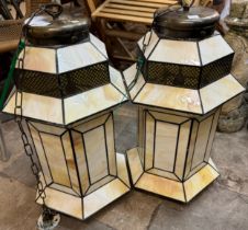 A pair of Tiffany style glass light shades