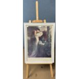 A Sir Frank Dicksee print, Romeo and Juliet, framed and an easel