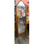 A Queen Anne style walnut cheval mirror