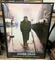 A large James Dean, Boulevard of Broken Dreams poster, framed