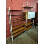 A Staples teak and white metal Ladderax room divider