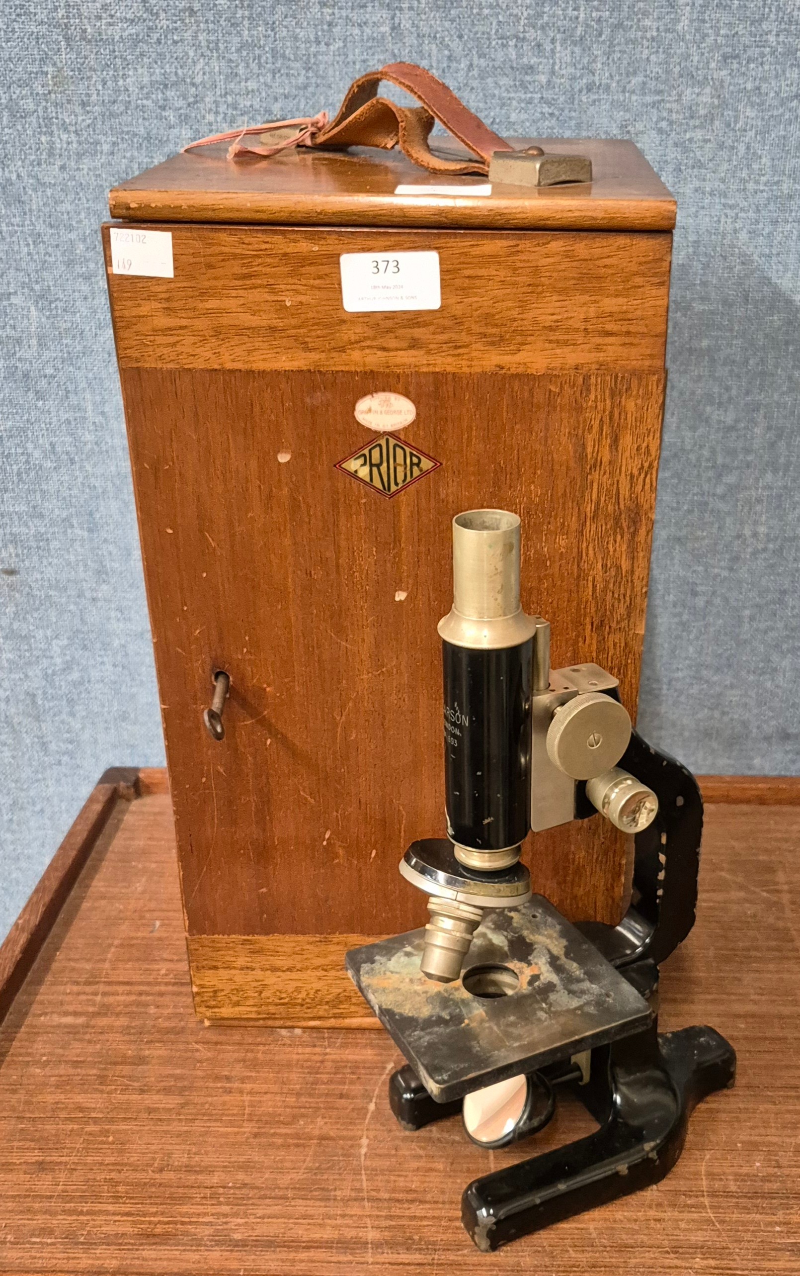 A cased Hearson of London microscope
