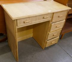 An Italian style bamboo and rattan desk