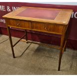 A Fyne Ladye afromosia two drawer desk, designed by Richard Hornby and retailed by Heals