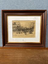 Seymour Haden, rural landscape, etching, dated 1871, framed