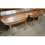 A pair of George IV mahogany D-shaped console tables