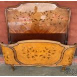 A French Louis XV style marquetry walnut effect double bed