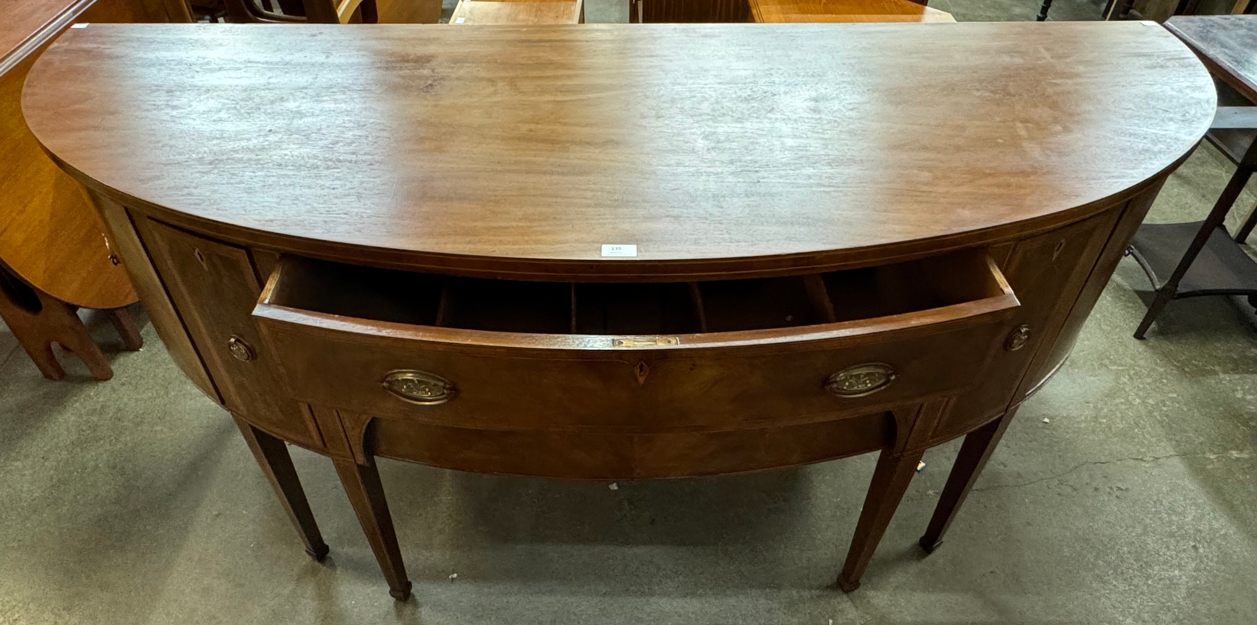 A George III inlaid mahogany demi-lune sideboard - Image 2 of 2