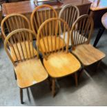 Six assorted beech kitchen chairs