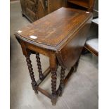 A small early 20th Century oak barleytwist gateleg table