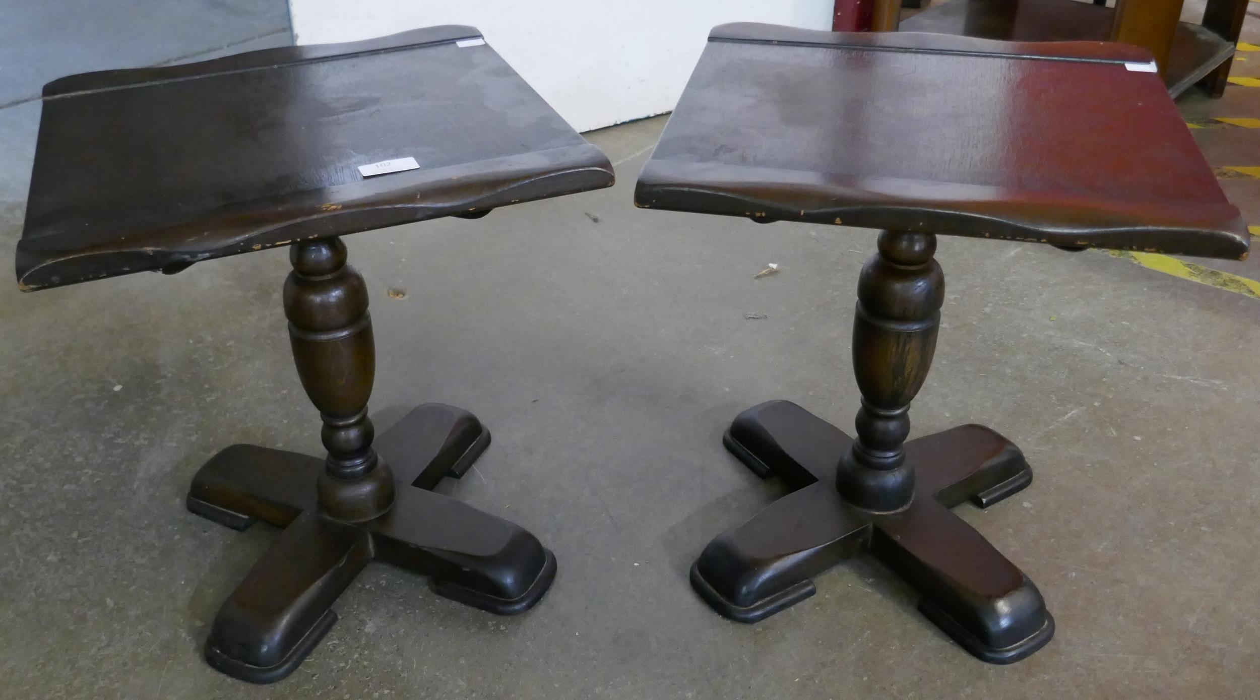 A pair of Ipswich oak occasional tables