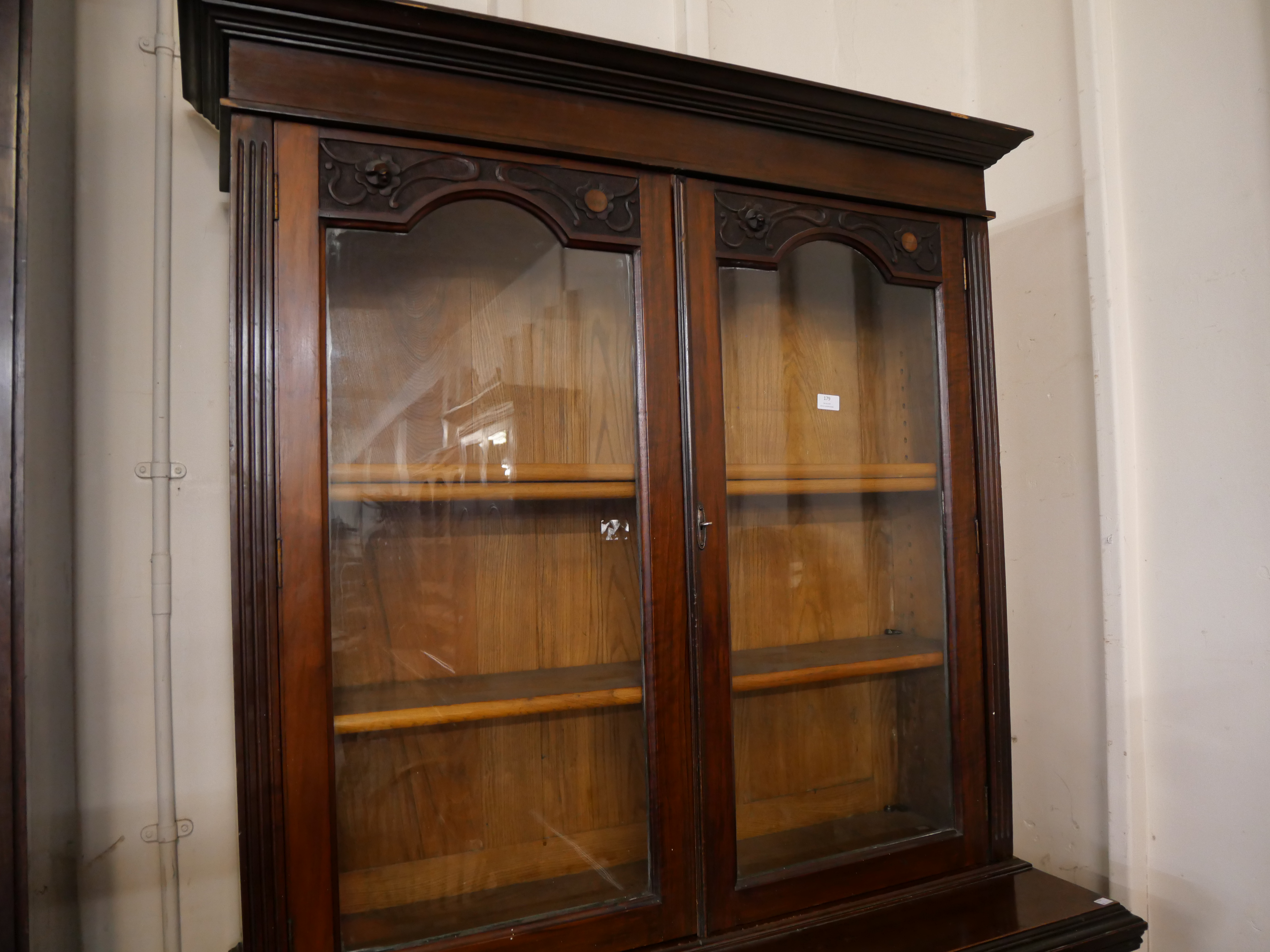 An Edward VII carved walnut secretaire bookcase - Image 6 of 7