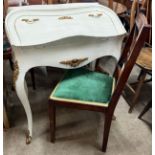 A French painted lady's writing desk and a chair
