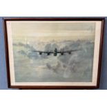 A Gerald Coulson print, Outbound Lancaster Crossing The East Coast, framed