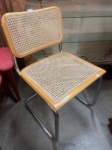 A Marcel Breuer chrome, beech and rattan chair