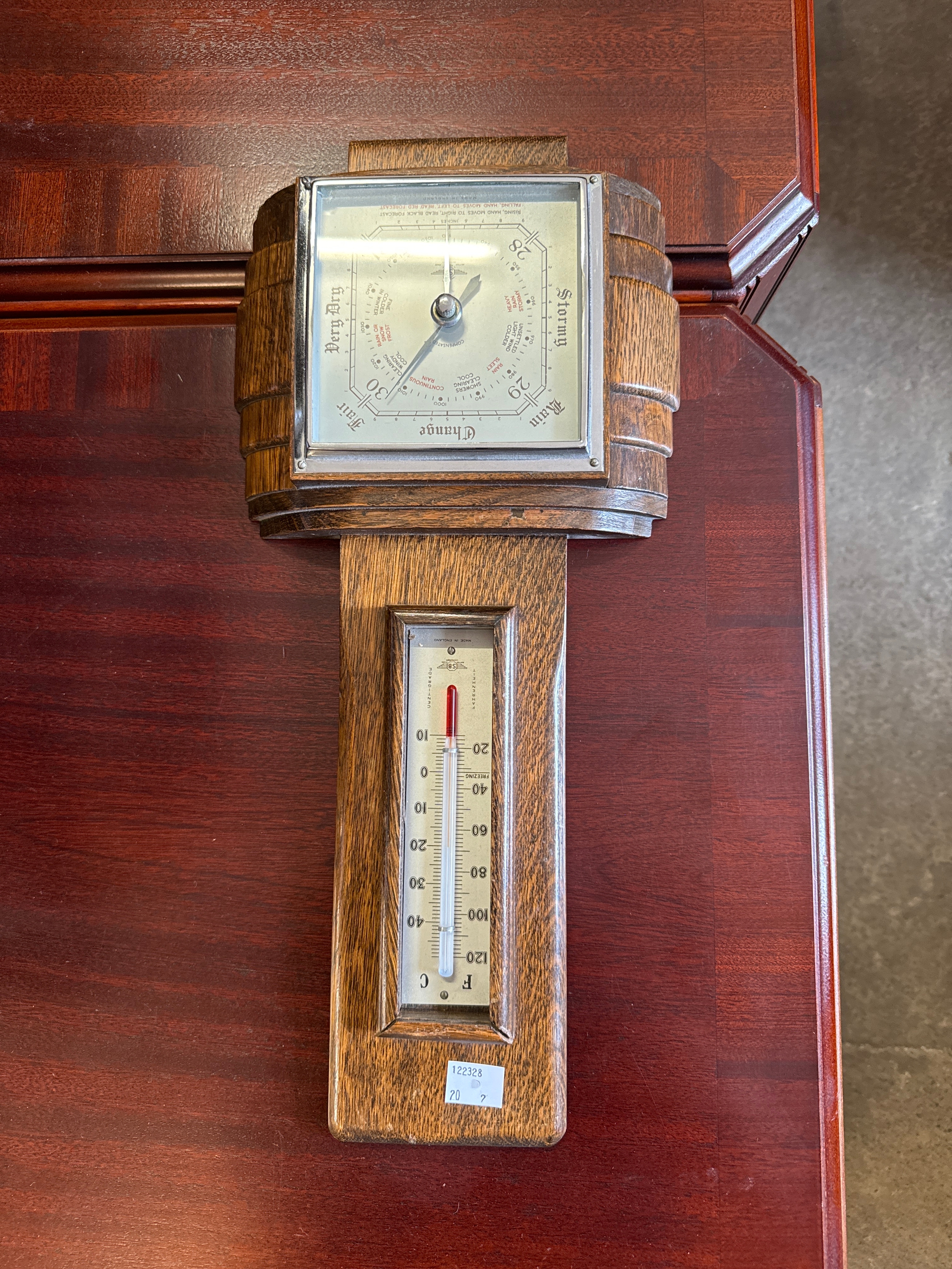 An Edward VII mahogany piano stool and barometer - Image 2 of 2