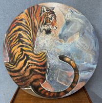 Clare Bentley Smith, Poshfruit , Save The Wild Tiger, mixed media on board