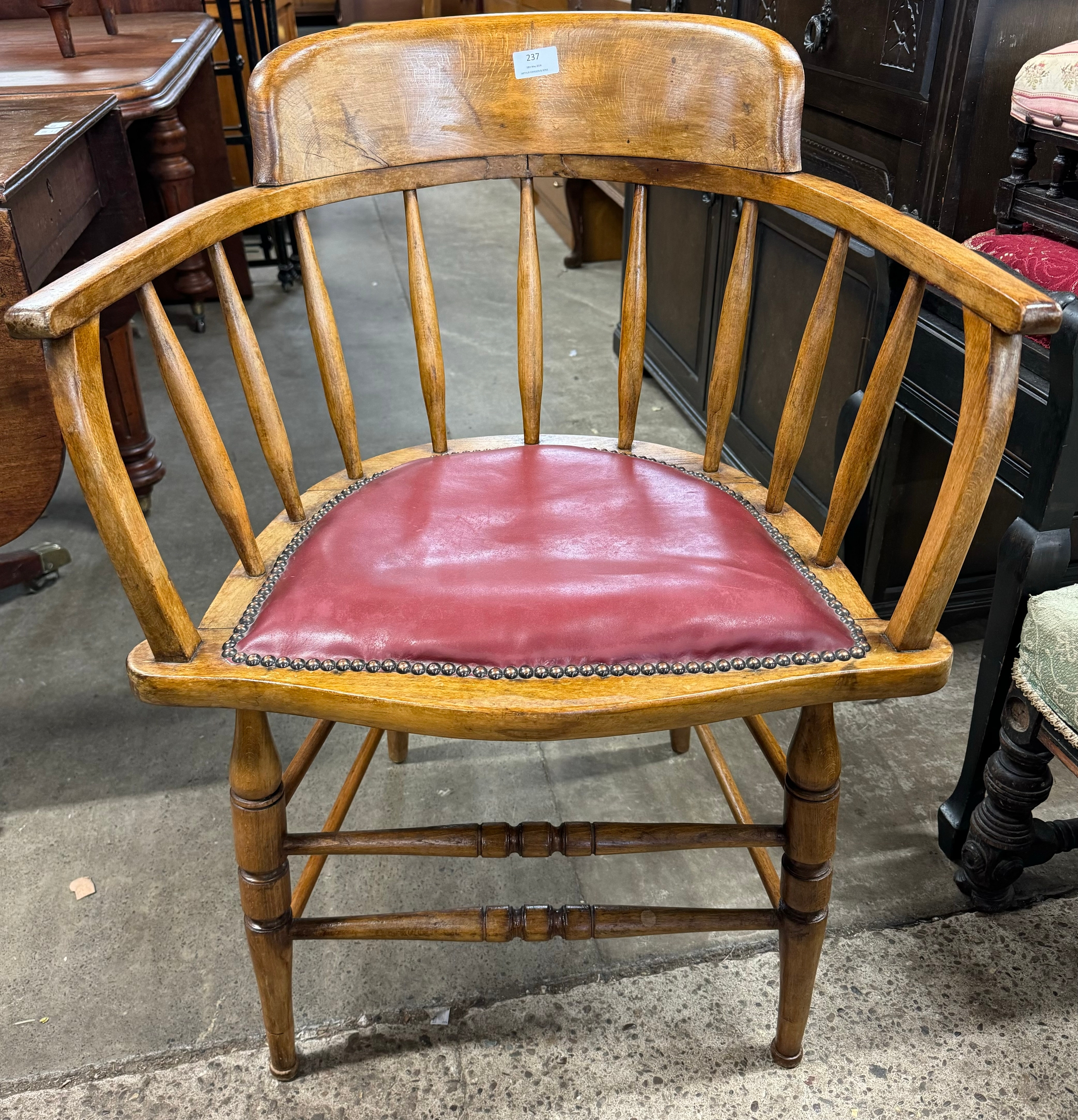 An early 20th beech desk chair