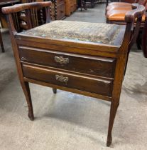 An Edward VII mahogany piano stool and barometer