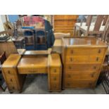 An early 20th Century oak chest of drawers and a dressing table