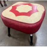 A Sherbourne cream and red vinyl pouffe