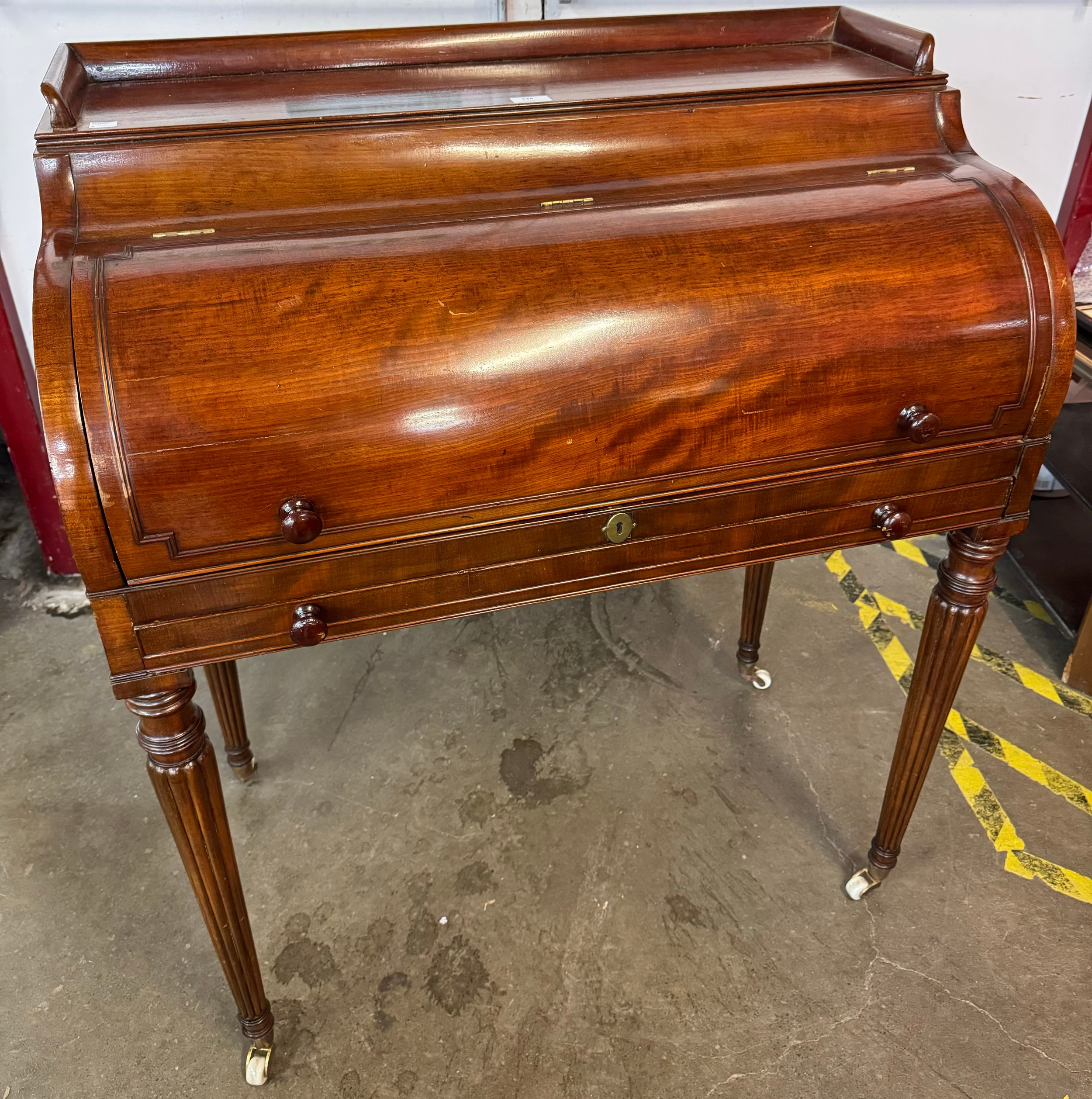 A Victorian mahogany lady's cylinder bureau, manner of Gillows, Lancaster