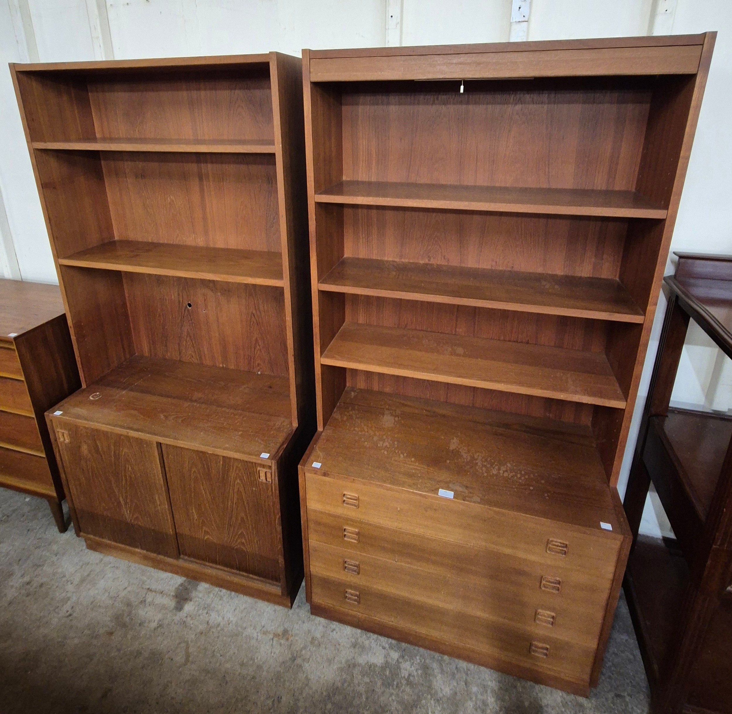 A pair of Danish teak bookcases