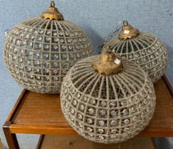 Three French Empire style ball shape chandeliers