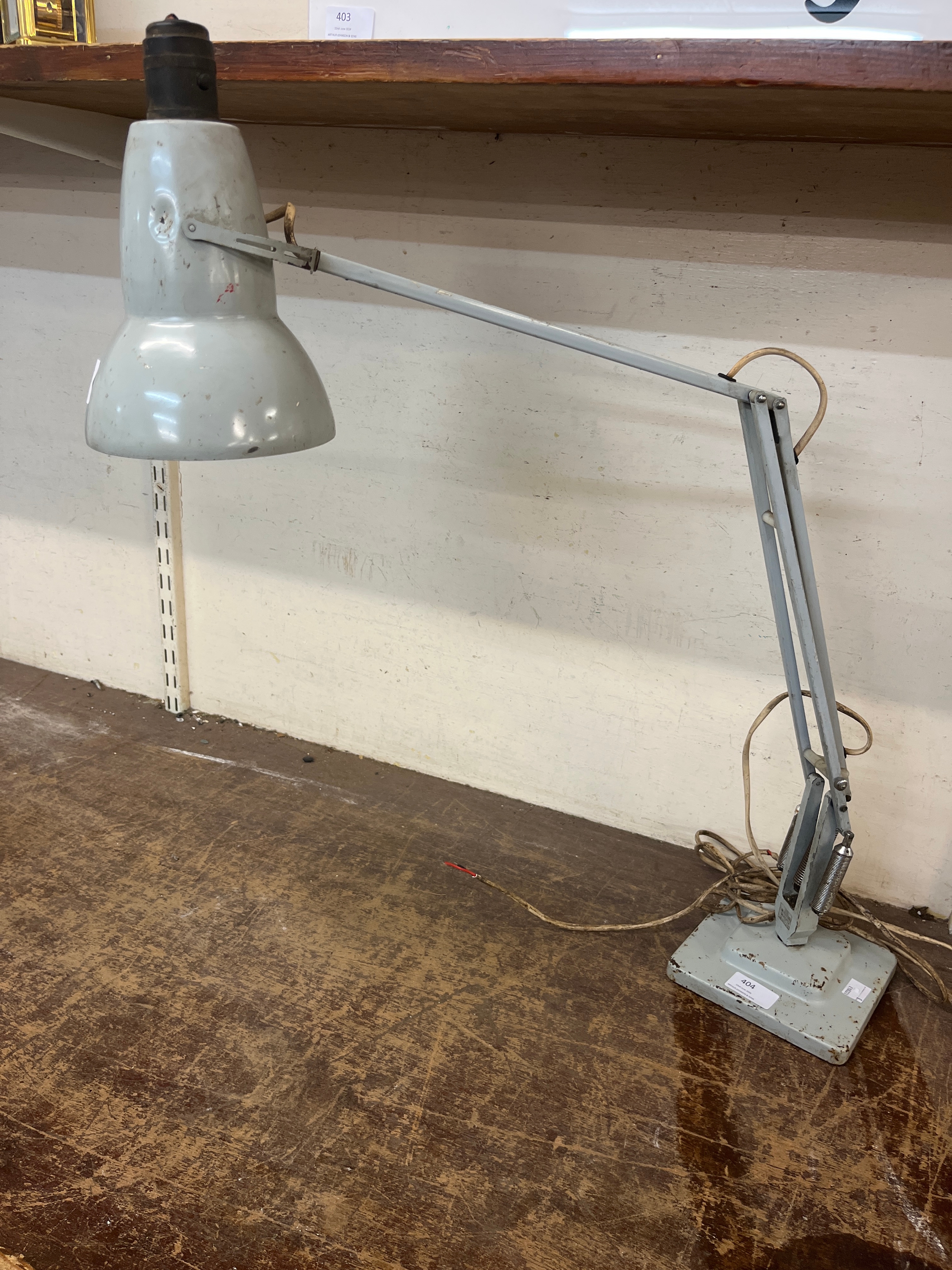 A Herbert Terry & Sons grey painted anglepoise lamp