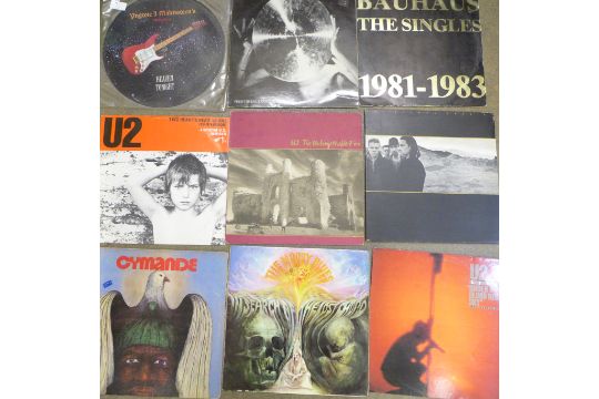 21 LP records, 12" single and two picture discs, mostly rock including Bauhas, U2, Jethro Tull, - Image 1 of 4