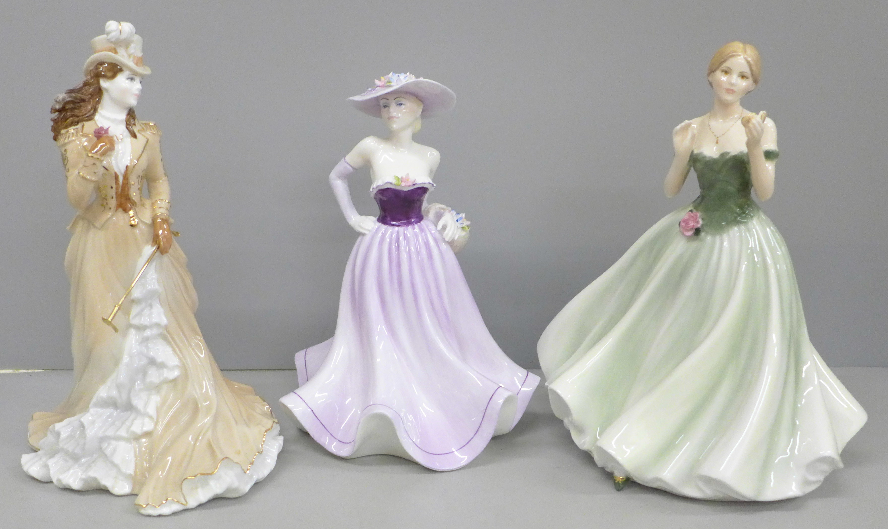 Three figures, Royal Worcester Keepsake, and Coalport Helena and Demetria