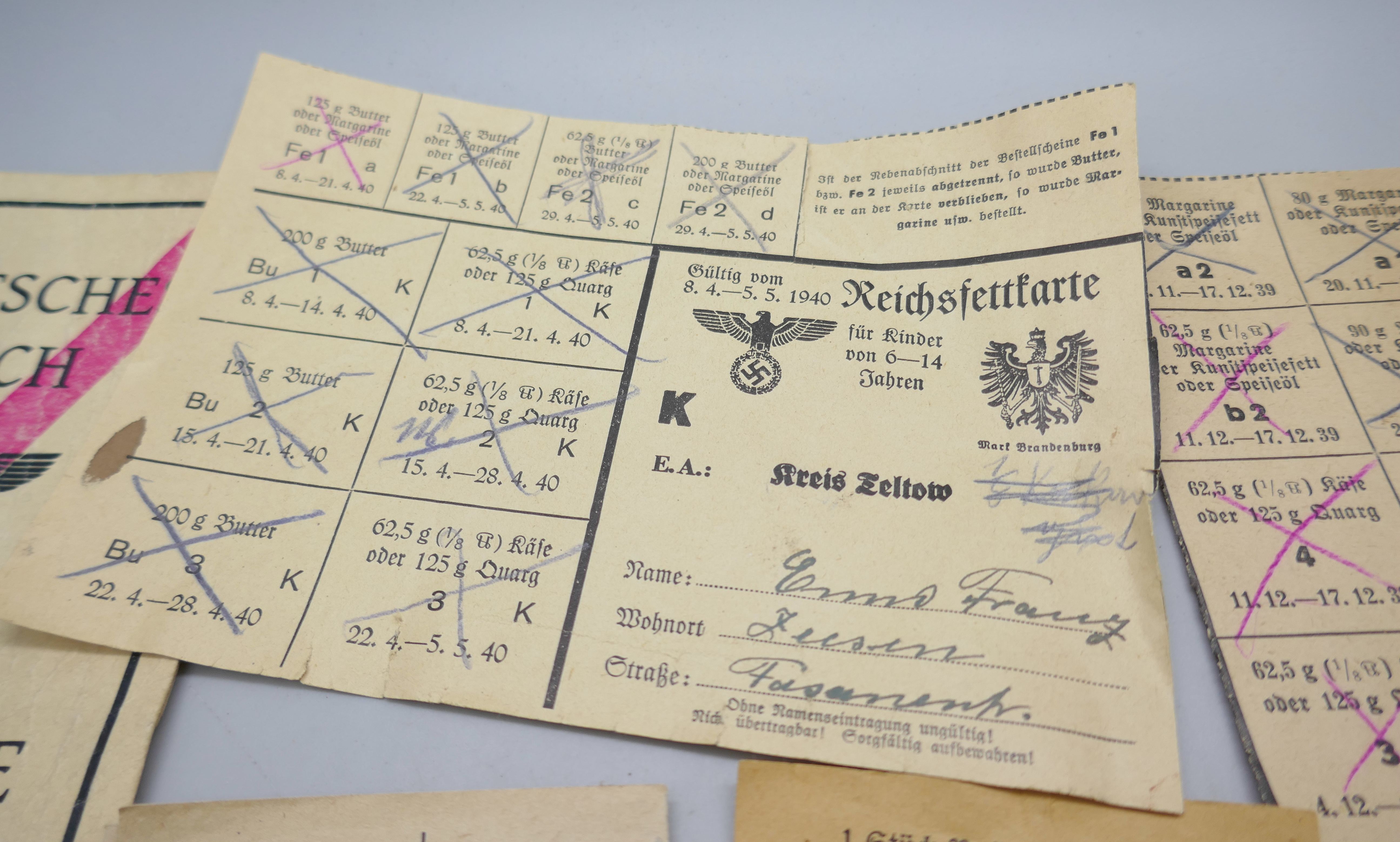 German World War II ephemera including an identification document, 'Kennkarte' - Image 4 of 7