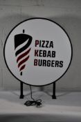 A light sign for a Kebab shop, 70 x 70cm