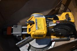 A pre-owned DeWalt XR Flexvolt slide mitre saw (DHS780) (Might be incomplete) (Viewing recommended).