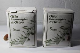 Six Olia Extravergine di Oliva 6 x 5 litre bag in a box oil (One outer box damaged).