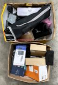 A quantity of assorted new and pre-owned electrical items (Two boxes. All items sold as seen).