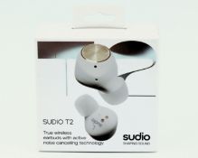 Five boxed as new Sudio T2 True Wireless Earphones in White (Boxes sealed) (EAN: 8174270292204).