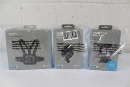 Three as new GoPro Accessories to include 1x Protective Housing Hero9 Black 60m, 1x Handlebar/Seatpo