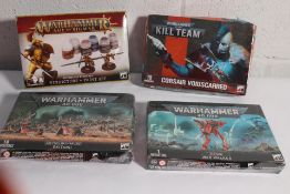 Four Warhammer kits to include 40K Skitarll 10 miniatures, 40K Aeldarl War Walker, 40K Corsair Voids