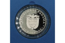 A massive 1974 sterling silver Panamanian 20 Balboa commemorating Simon de Bolivar. Nearly 4oz ASW.