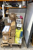 A pallet of assorted new and pre-owned electrical/networking items to include as new fibre patch pan
