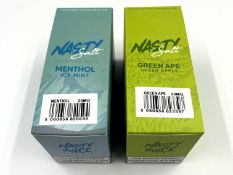 Ten boxes of ten Nasty Salt Green Ape Green Apple 10ml 20mg Nic Salt E-Liquid (BBD: Jan 2025) and tw