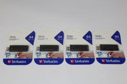Four Verbatim 64GB Slider USB 2.0 Drive.