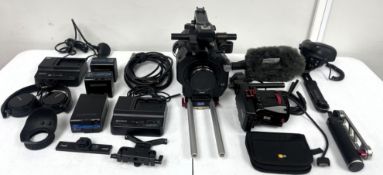 A pre-owned Sony FX7 XDCAM 4K Super 35 Camcorder (PXW-FSX7) with accessories (Camcorder powers on, n
